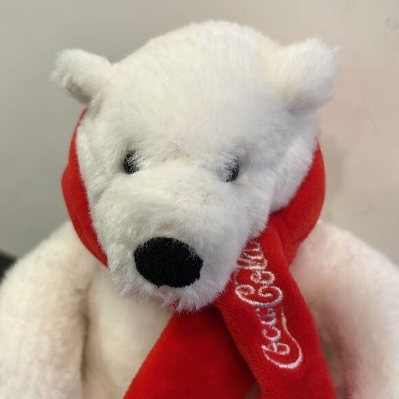 COCA COLA COKE Collec 7" Sitting WHITE POLAR BEAR PLUSH DOLL  Clean - Picture 2 of 7